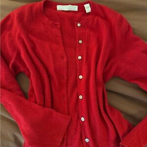 Valerie Stevens Cashmere Button-up Red Cardigan